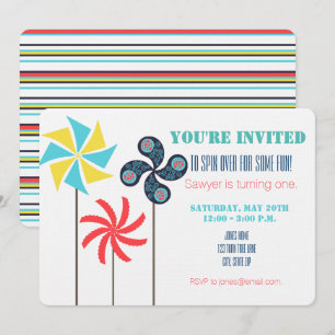 Invitation d'anniversaire à thème Pinwheel - Color