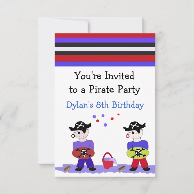 Invitation d'anniversaire à thème Pirate Cool (Devant)