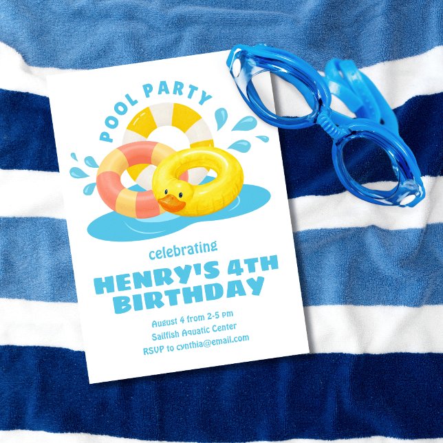 Invitation d'anniversaire à thème piscine flottant (Créateur téléchargé)