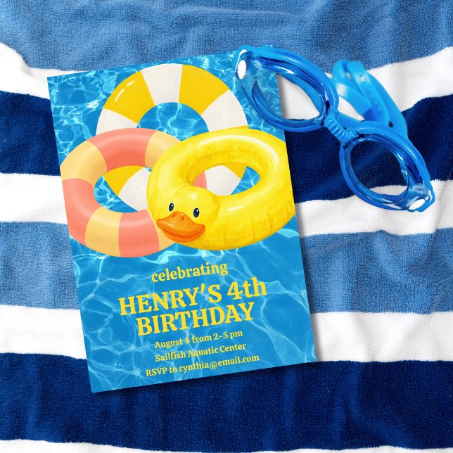 Invitation d'anniversaire à thème piscine flottant (Créateur téléchargé)