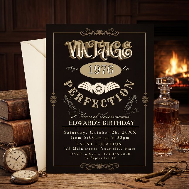 Invitation d'anniversaire à thème whiskey vintage  (Créateur téléchargé)