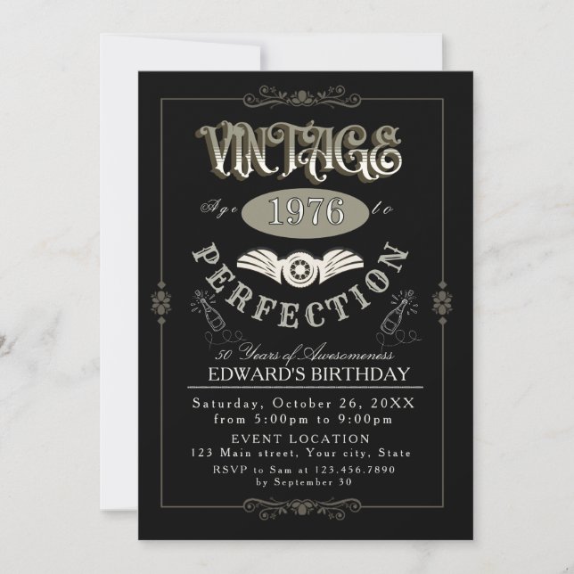 Invitation d'anniversaire à thème whiskey vintage  (Devant)