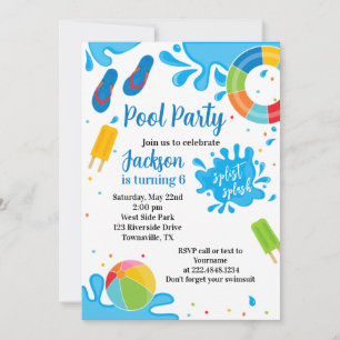 Invitation d'anniversaire à une fête à la piscine