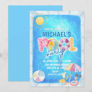 Invitation d'anniversaire à une fête au bord de la