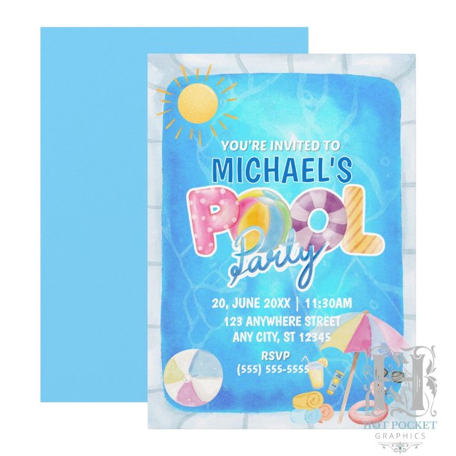 Invitation d'anniversaire à une fête au bord de la (Créateur téléchargé)