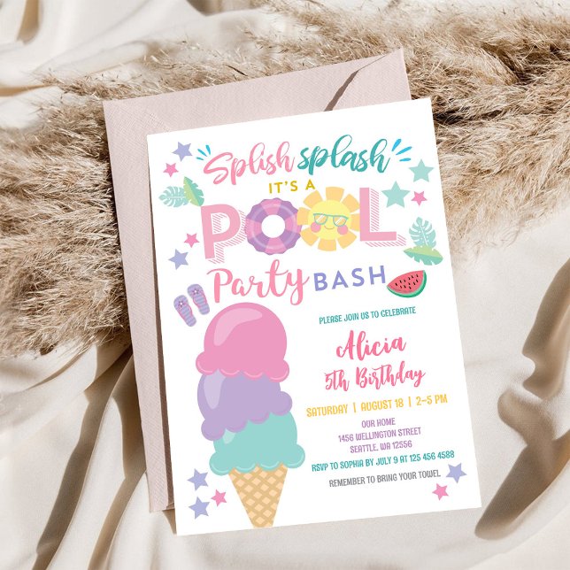 Invitation d'anniversaire à une fête au bord de la (Créateur téléchargé)
