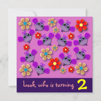 Invitation d'anniversaire : Abeilles et fleurs B