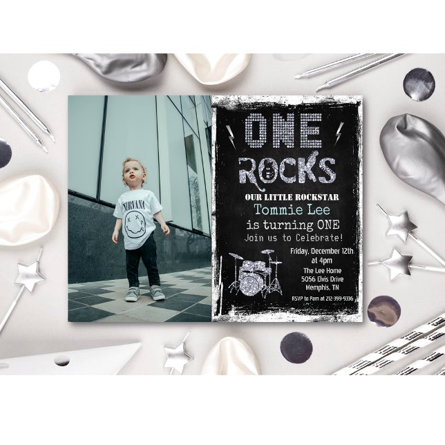 Invitation d'anniversaire ADD PHOTO Rockstar Drums (Créateur téléchargé)