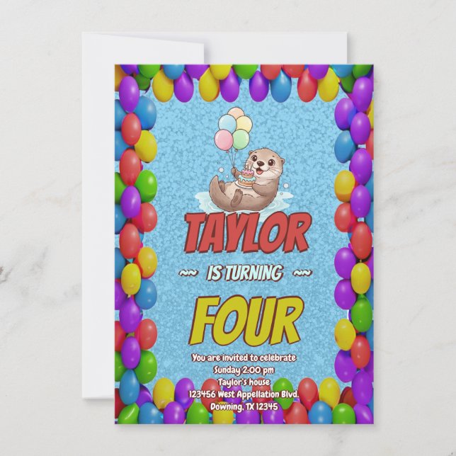 Invitation d'anniversaire adorable de loutre de me (Devant)
