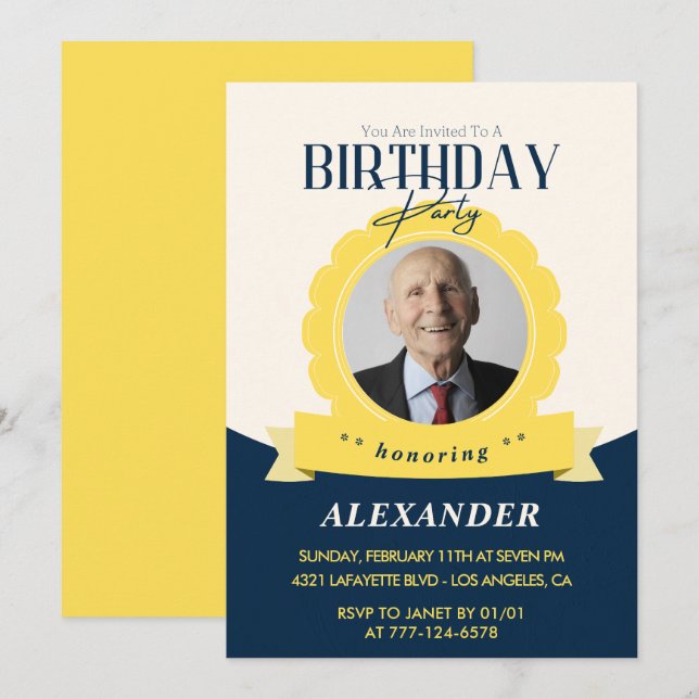 Invitation d'anniversaire adulte 100e anniversaire (Devant / Derrière)
