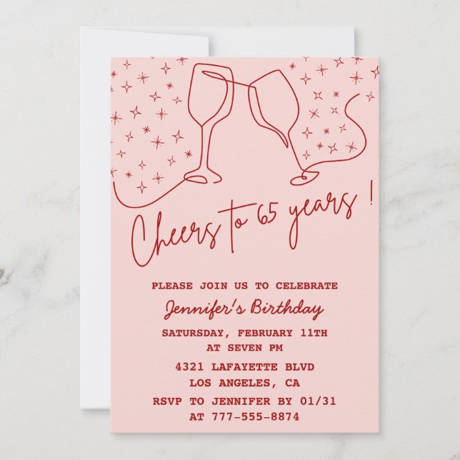 Invitation d'anniversaire adulte 65e anniversaire  (Devant)