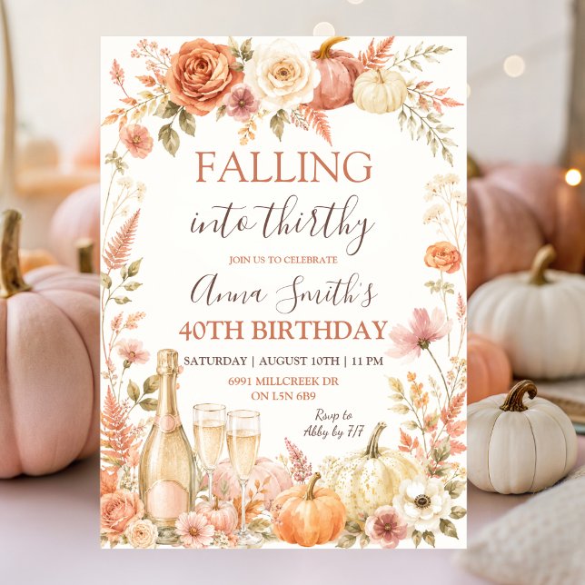 Invitation d'anniversaire adulte Boho Floral autom (Créateur téléchargé)