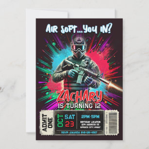 Invitation d'anniversaire Airsoft   Invitation ple