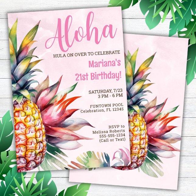Invitation d'anniversaire Aloha Ananas (Créateur téléchargé)