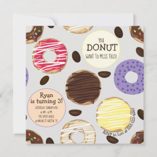 Invitation d'anniversaire amusant - Donuts Anniver
