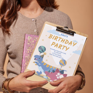 Invitation d'anniversaire amusante avec un dinosau