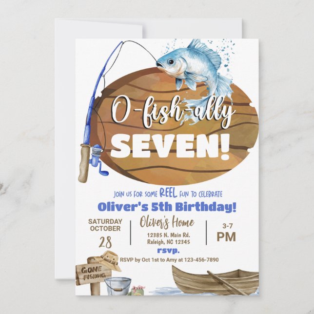 Invitation d'anniversaire amusante de pêcheur / ga (Devant)
