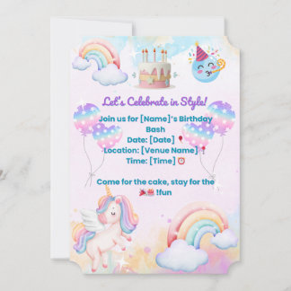 Invitation d'anniversaire amusante et colorée – Fê