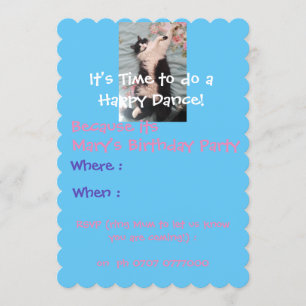 Invitation d'anniversaire amusante pour le chat de