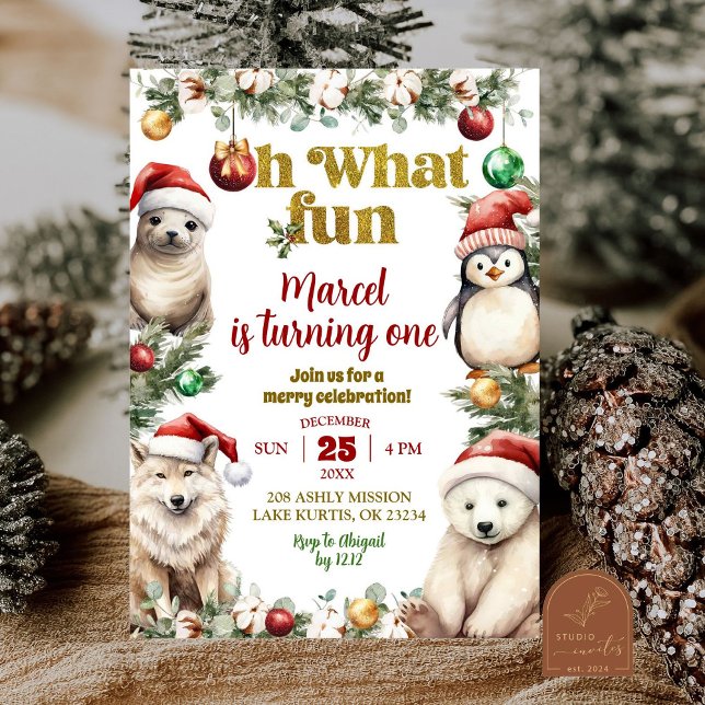 Invitation d'anniversaire amusante pour Noël avec  (Créateur téléchargé)