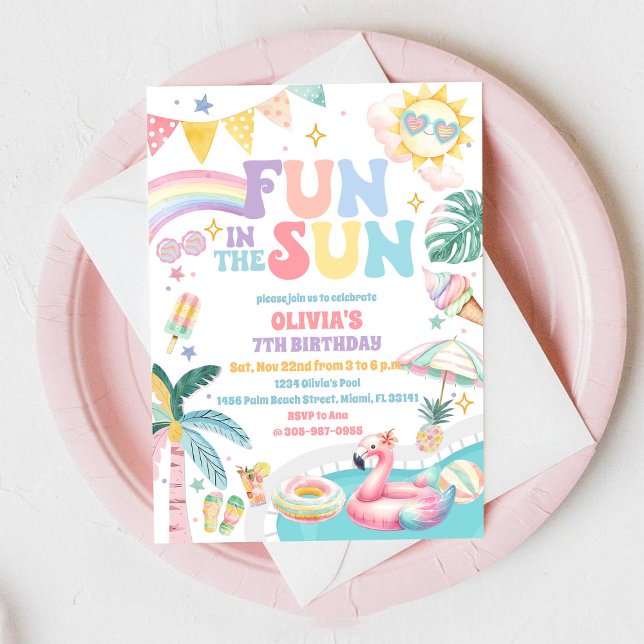 Invitation d'anniversaire Amusement au soleil (Créateur téléchargé)