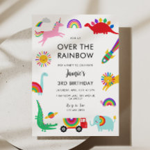 Invitation d'anniversaire Animaux Arc-en-ciel