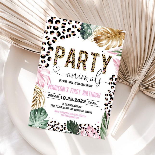 Invitation d'anniversaire Animaux de fête à motif  (Créateur téléchargé)