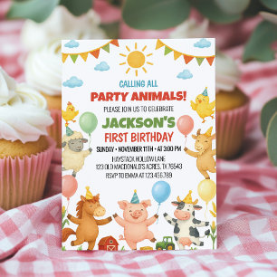 Invitation d'anniversaire Animaux de la Ferme