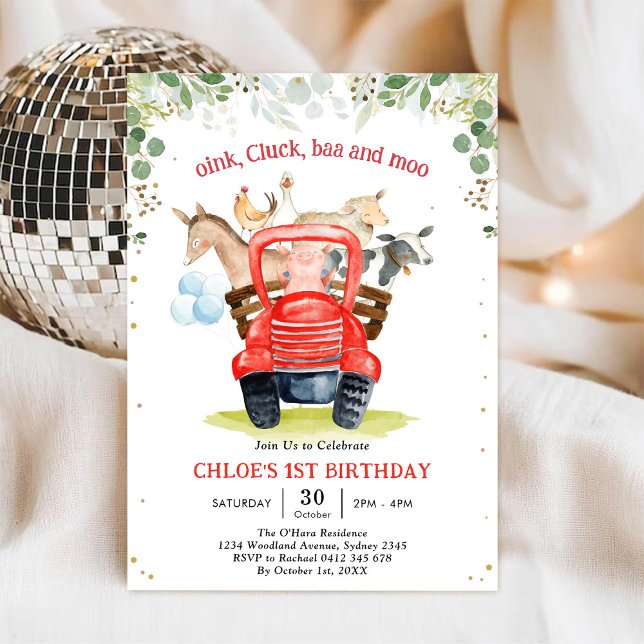 Invitation d'anniversaire Animaux de la ferme (Créateur téléchargé)
