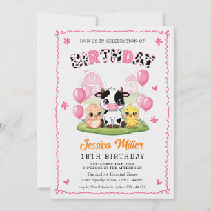 Invitation d'anniversaire Animaux de la Ferme Vach