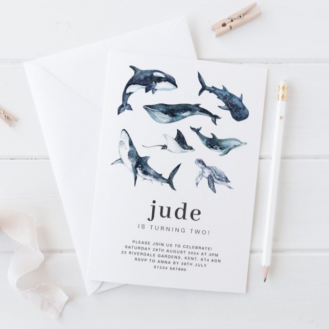 Invitation d'anniversaire Animaux de l'Océan (Créateur téléchargé)