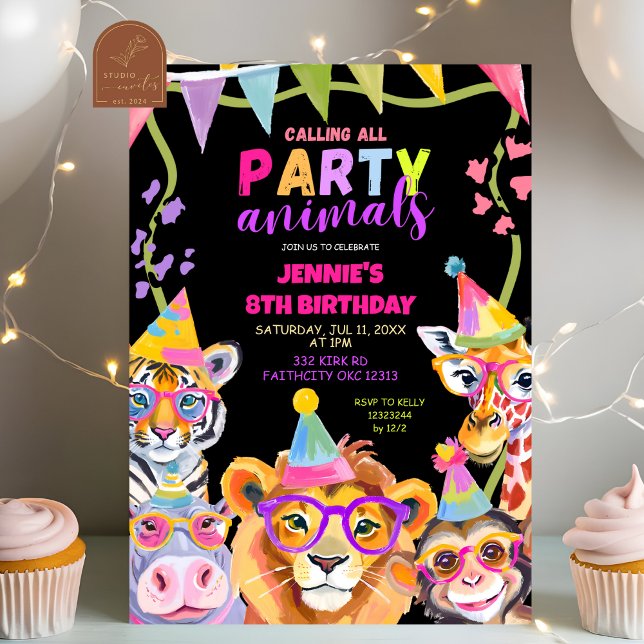 Invitation d'anniversaire Animaux de Safari Fauve  (Créateur téléchargé)