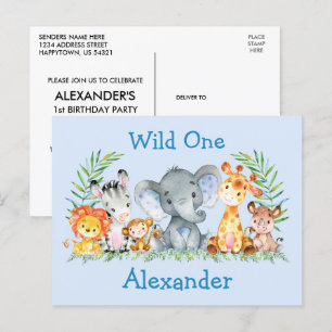 Invitation d'anniversaire Animaux de Safari Wild O