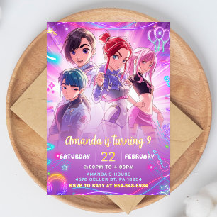 Invitation d'anniversaire Anime Kawaii Mignonne Ja