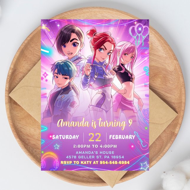Invitation d'anniversaire Anime Kawaii Mignonne Ja (Créateur téléchargé)