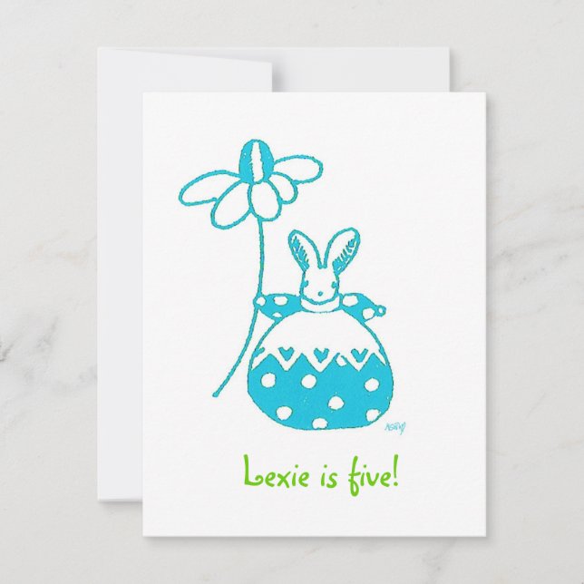 invitation d'anniversaire Aqua Daisy Bunny (Devant)