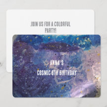 Invitation d'anniversaire aquarelle Galaxie Cosmiq