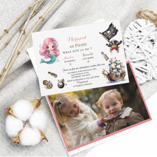 Invitation d'anniversaire aquarelle sirène et pira