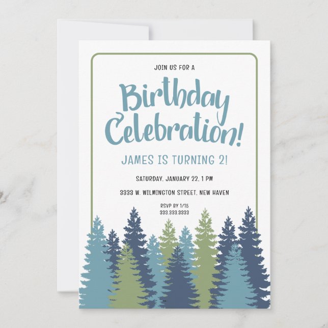 Invitation d'anniversaire Arbres Rustiques (Devant)