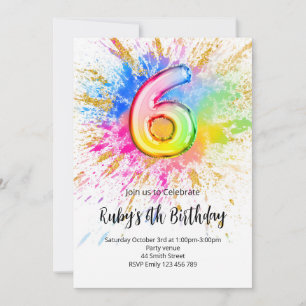 Invitation d'anniversaire arc-en-ciel 6 ans