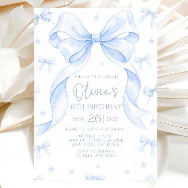 Invitation d'anniversaire Arc-en-ciel Bleu, Fille  (Créateur téléchargé)