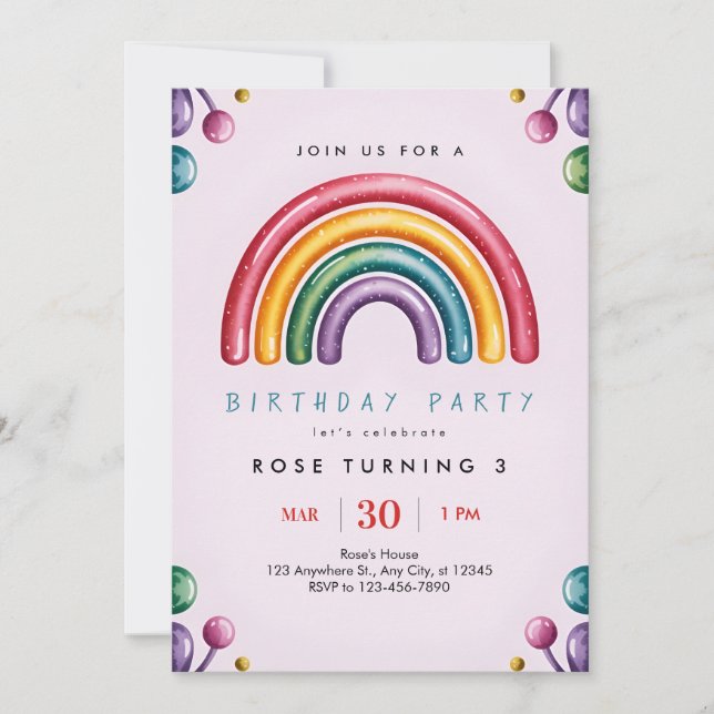 Invitation d'anniversaire Arc-en-ciel – Enfants Co (Devant)