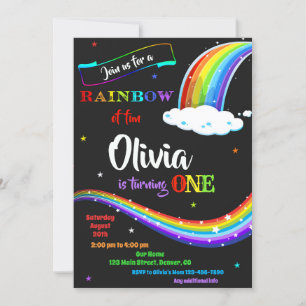 Invitation d'anniversaire arc-en-ciel Fête d'arc-e