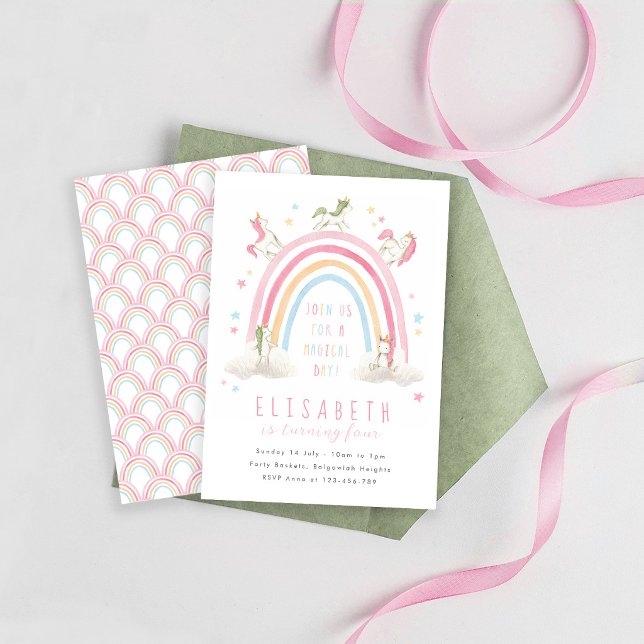 Invitation d'anniversaire Arc-en-ciel Licorne, Arc (Créateur téléchargé)