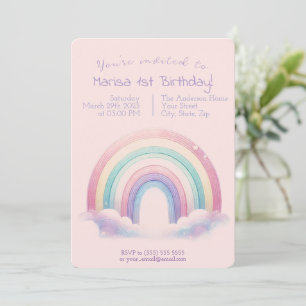 Invitation d'anniversaire Arc-en-ciel Pastel - Inv