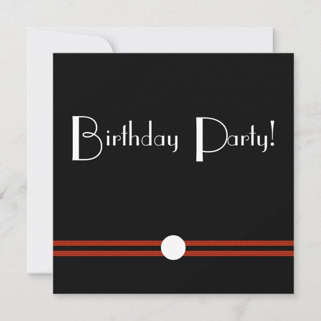 Invitation d'anniversaire Art déco en noir et blan (Devant)