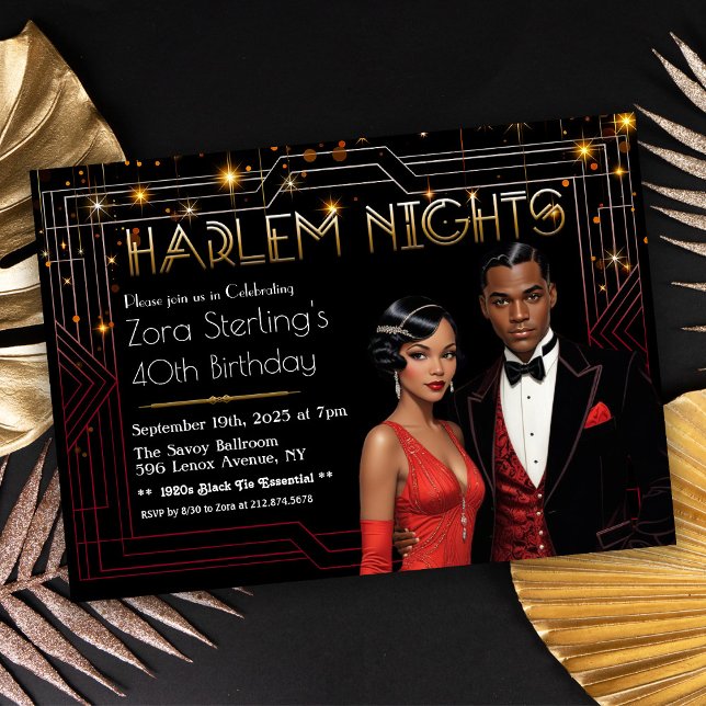 Invitation d'anniversaire Art Déco Harlem Nights A (Créateur téléchargé)