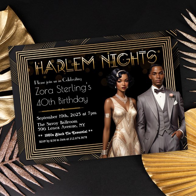 Invitation d'anniversaire Art Déco Harlem Nights A (Créateur téléchargé)