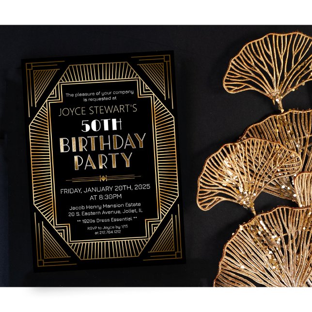 Invitation d'anniversaire Art Déco Roaring 20s (Créateur téléchargé)