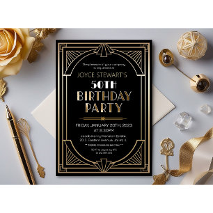 Invitation d'anniversaire Art Déco Roaring 20s